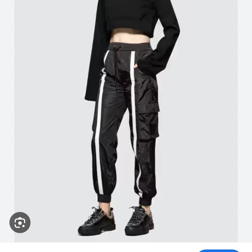 Danielle Guizio Black Track Pants Relaxed Fit